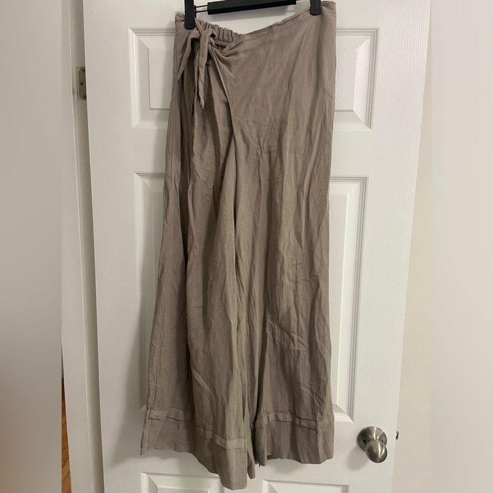 Taupe linen Wide-Leg Pants